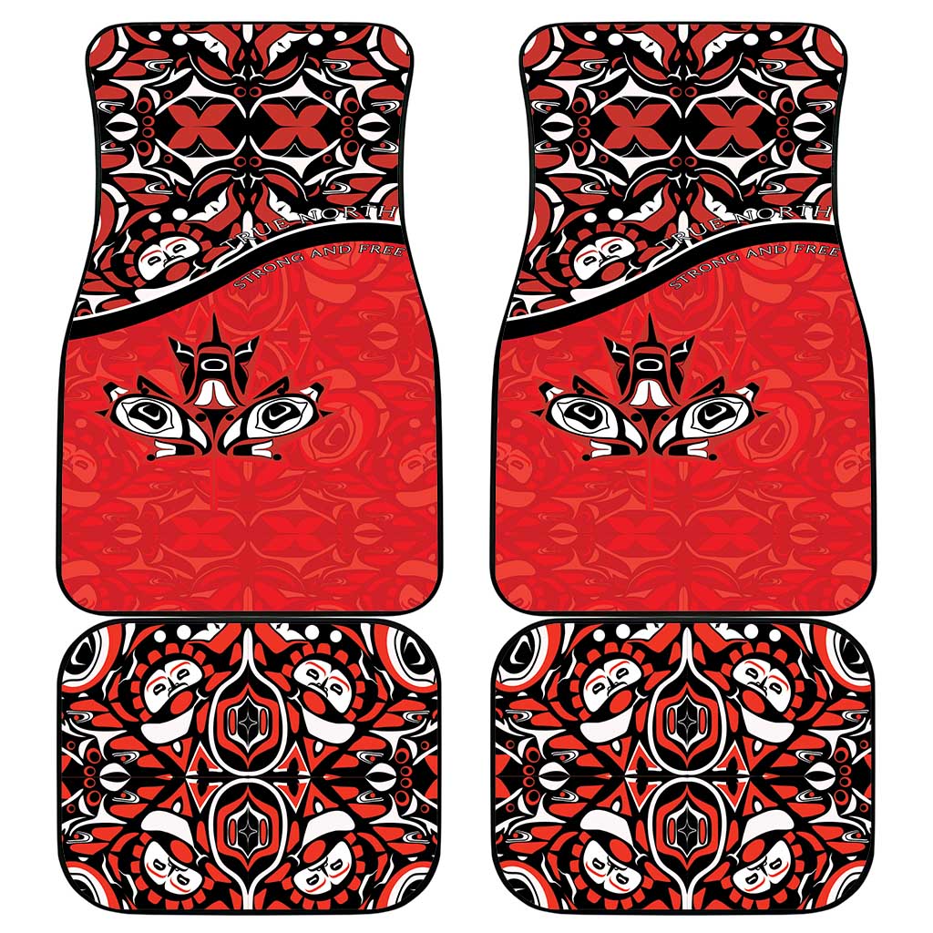 Canada Day Car Mats Haida Maple Leaf Style Tattoo Red