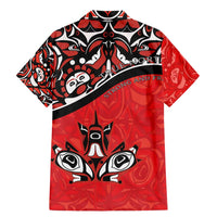 Canada Day Family Matching Mermaid Dress and Hawaiian Shirt Haida Maple Leaf Style Tattoo Red