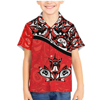 Canada Day Family Matching Mermaid Dress and Hawaiian Shirt Haida Maple Leaf Style Tattoo Red