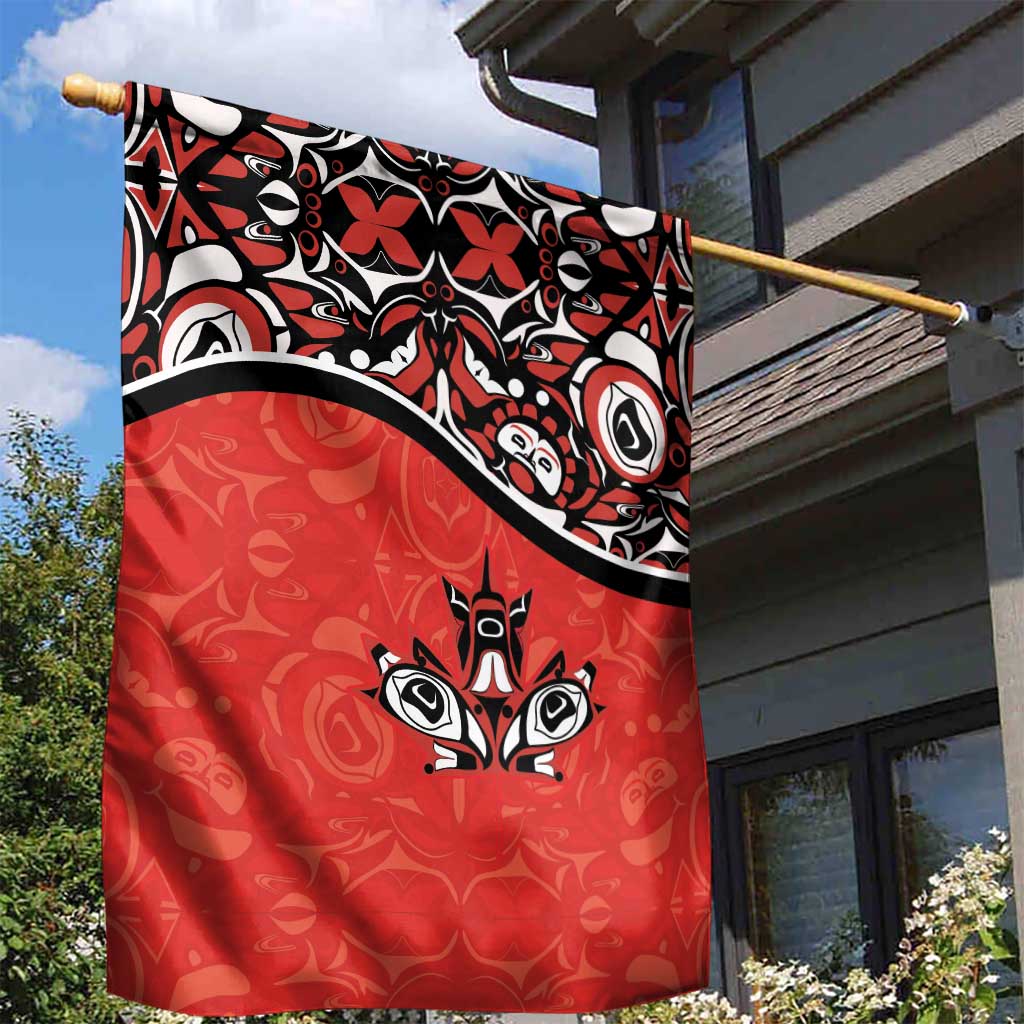 Canada Day Garden Flag Haida Maple Leaf Style Tattoo Red