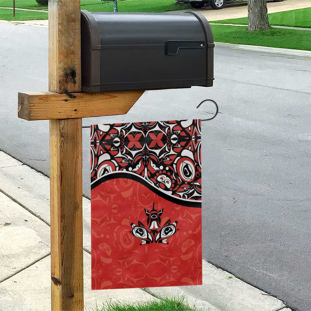 Canada Day Garden Flag Haida Maple Leaf Style Tattoo Red