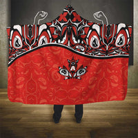 Canada Day Hooded Blanket Haida Maple Leaf Style Tattoo Red