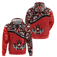 Canada Day Hoodie Haida Maple Leaf Style Tattoo Red
