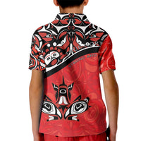Canada Day Kid Polo Shirt Haida Maple Leaf Style Tattoo Red - Wonder Print Shop