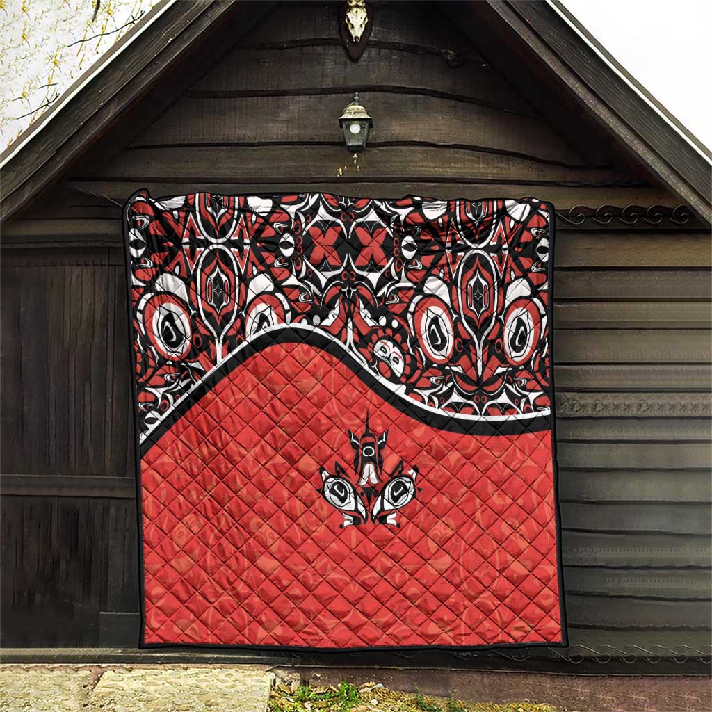 Canada Day Quilt Haida Maple Leaf Style Tattoo Red - Wonder Print Shop