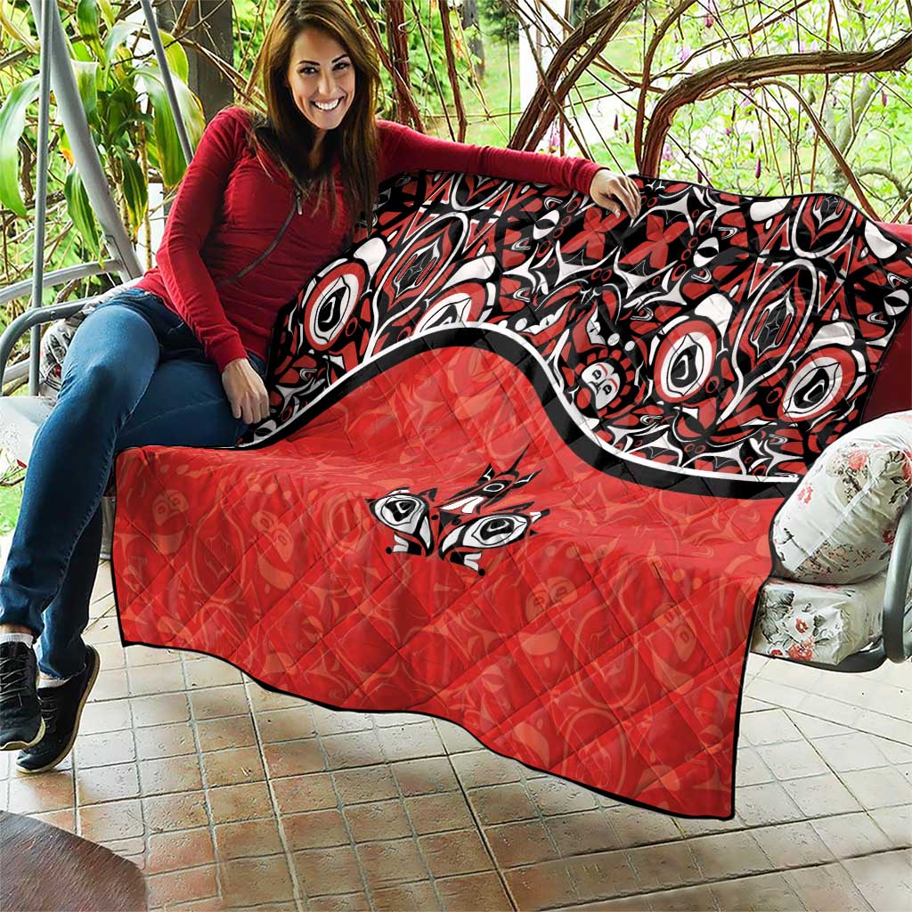 Canada Day Quilt Haida Maple Leaf Style Tattoo Red - Wonder Print Shop