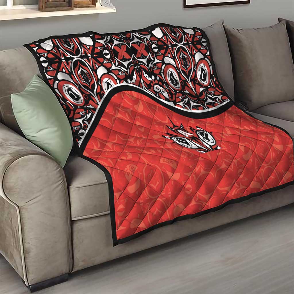 Canada Day Quilt Haida Maple Leaf Style Tattoo Red - Wonder Print Shop