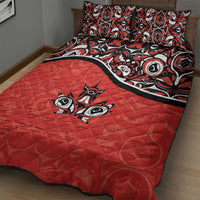Canada Day Quilt Bed Set Haida Maple Leaf Style Tattoo Red - Wonder Print Shop