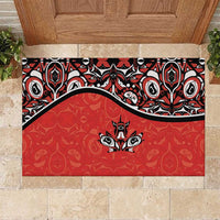 Canada Day Rubber Doormat Haida Maple Leaf Style Tattoo Red - Wonder Print Shop