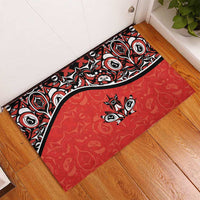 Canada Day Rubber Doormat Haida Maple Leaf Style Tattoo Red - Wonder Print Shop