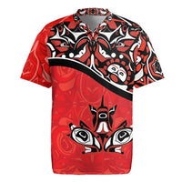Canada Day Rugby Jersey Haida Maple Leaf Style Tattoo Red - Wonder Print Shop