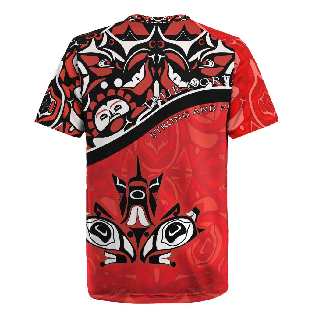Canada Day Rugby Jersey Haida Maple Leaf Style Tattoo Red - Wonder Print Shop