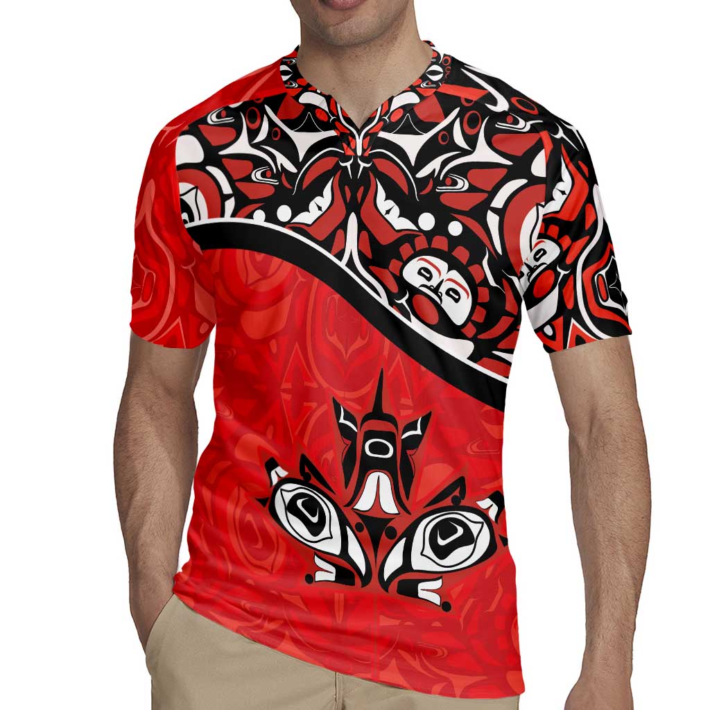 Canada Day Rugby Jersey Haida Maple Leaf Style Tattoo Red - Wonder Print Shop