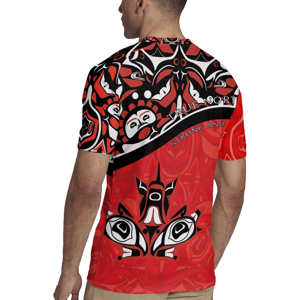 Canada Day Rugby Jersey Haida Maple Leaf Style Tattoo Red - Wonder Print Shop