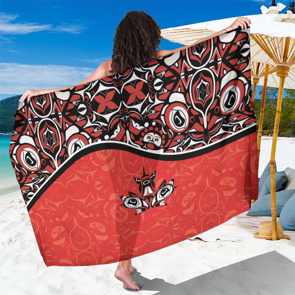Canada Day Sarong Haida Maple Leaf Style Tattoo Red - Wonder Print Shop