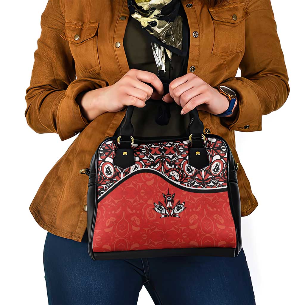 Canada Day Shoulder Handbag Haida Maple Leaf Style Tattoo Red - Wonder Print Shop