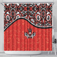 Canada Day Shower Curtain Haida Maple Leaf Style Tattoo Red - Wonder Print Shop