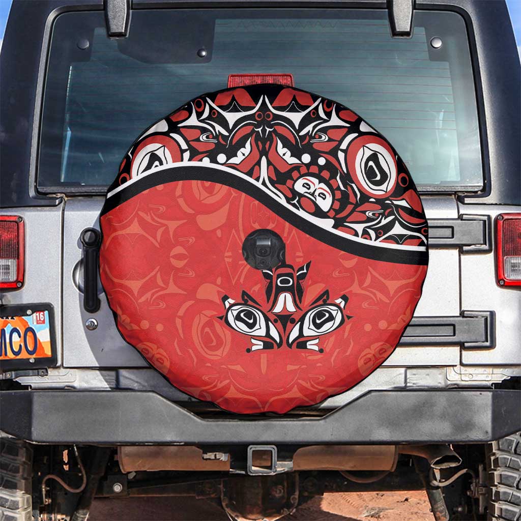 Canada Day Spare Tire Cover Haida Maple Leaf Style Tattoo Red - Wonder Print Shop