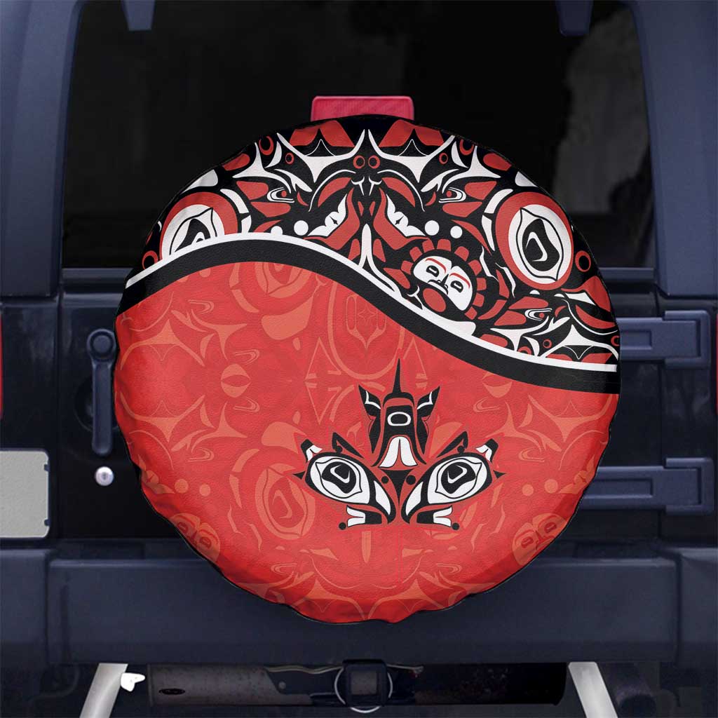 Canada Day Spare Tire Cover Haida Maple Leaf Style Tattoo Red - Wonder Print Shop