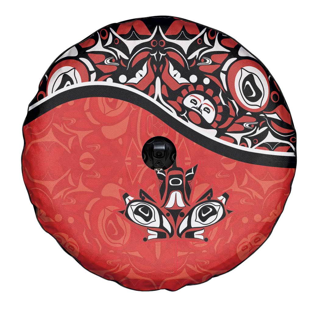 Canada Day Spare Tire Cover Haida Maple Leaf Style Tattoo Red - Wonder Print Shop