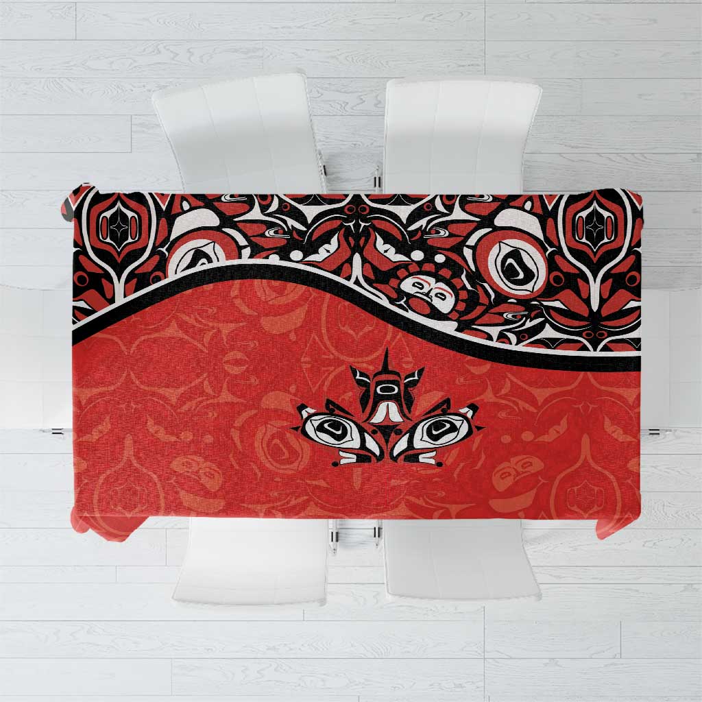 Canada Day Tablecloth Haida Maple Leaf Style Tattoo Red - Wonder Print Shop