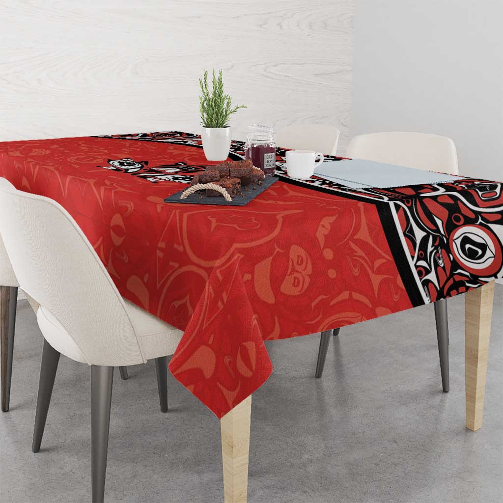 Canada Day Tablecloth Haida Maple Leaf Style Tattoo Red - Wonder Print Shop