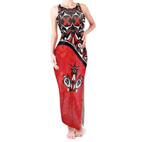 Canada Day Tank Maxi Dress Haida Maple Leaf Style Tattoo Red - Wonder Print Shop