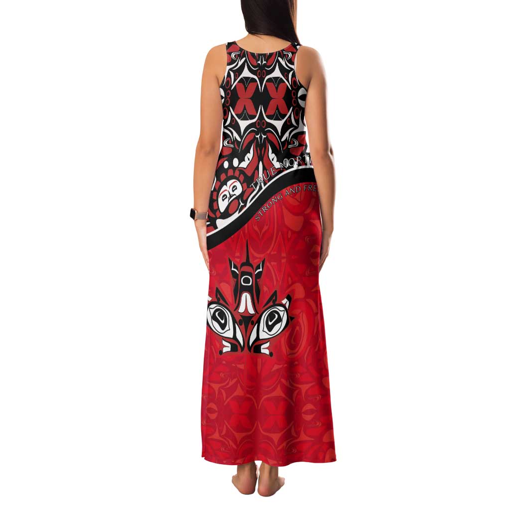 Canada Day Tank Maxi Dress Haida Maple Leaf Style Tattoo Red - Wonder Print Shop