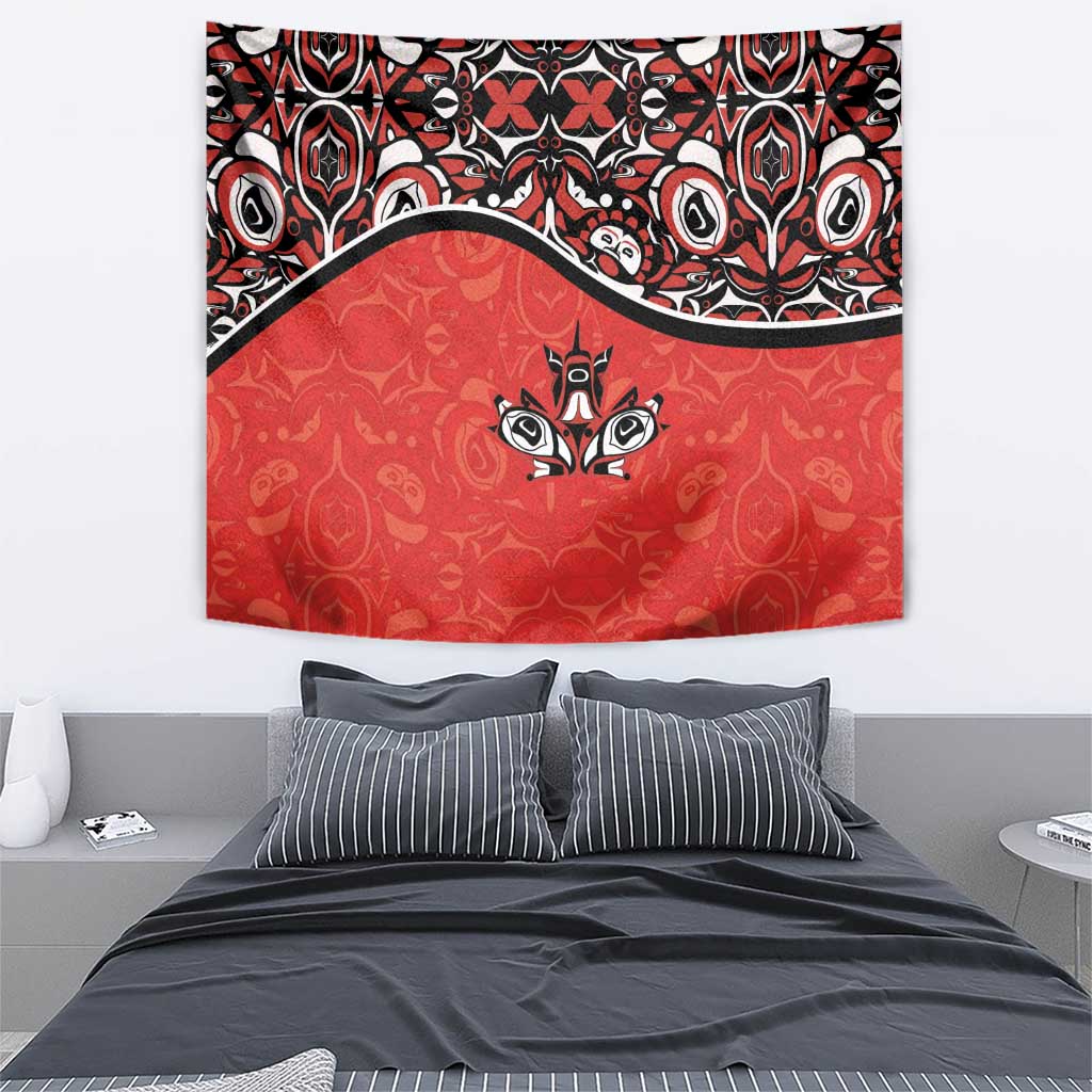 Canada Day Tapestry Haida Maple Leaf Style Tattoo Red - Wonder Print Shop