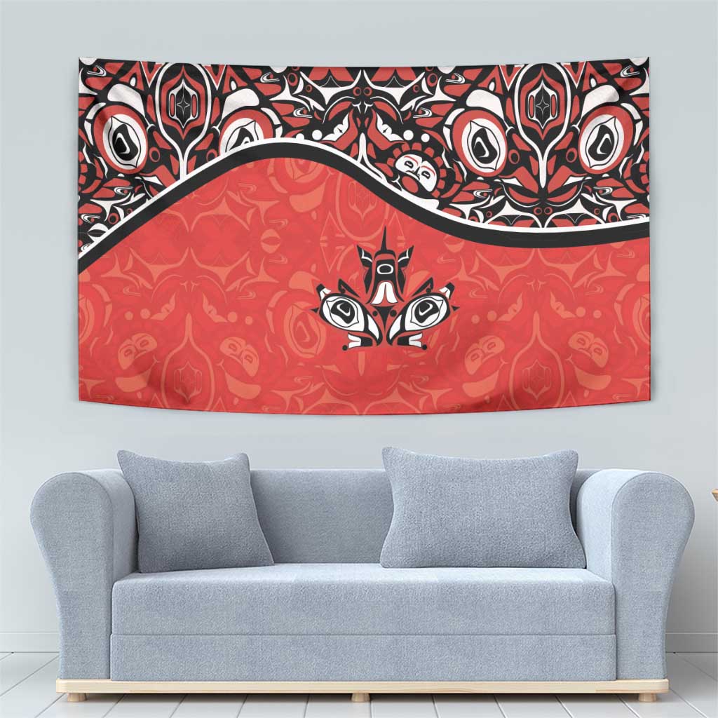 Canada Day Tapestry Haida Maple Leaf Style Tattoo Red - Wonder Print Shop