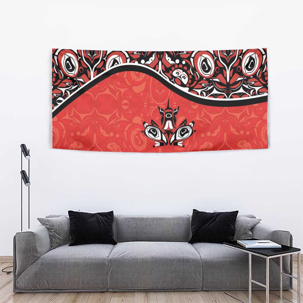 Canada Day Tapestry Haida Maple Leaf Style Tattoo Red - Wonder Print Shop