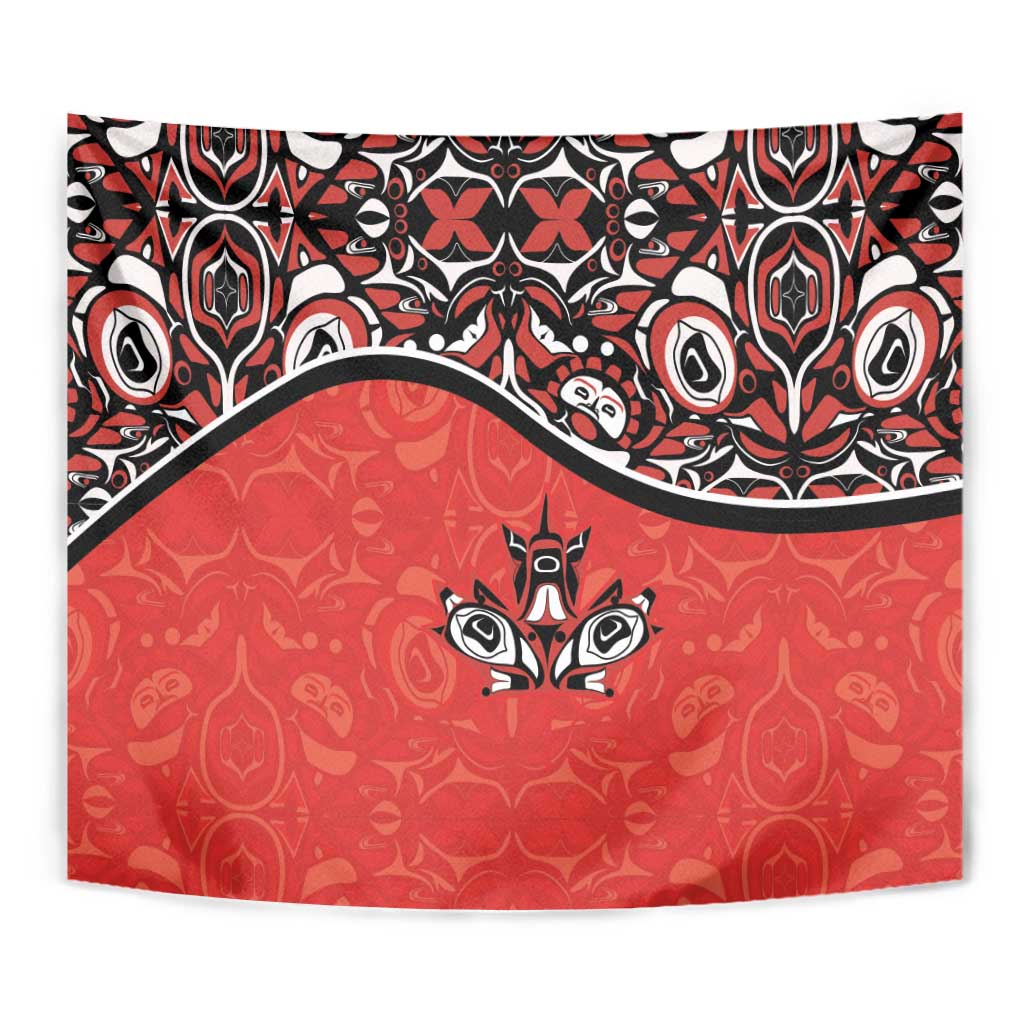 Canada Day Tapestry Haida Maple Leaf Style Tattoo Red - Wonder Print Shop