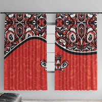 Canada Day Window Curtain Haida Maple Leaf Style Tattoo Red - Wonder Print Shop