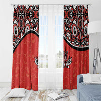 Canada Day Window Curtain Haida Maple Leaf Style Tattoo Red - Wonder Print Shop