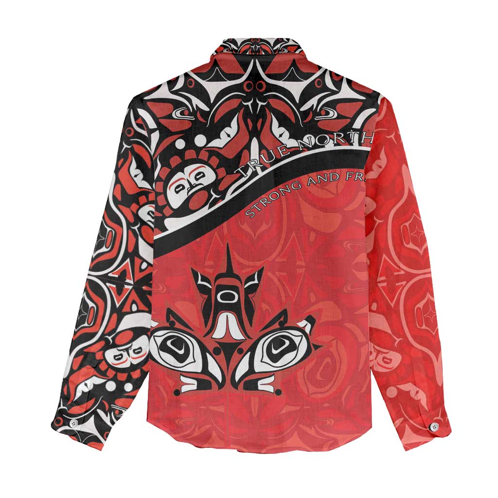 Canada Day Women Casual Shirt Haida Maple Leaf Style Tattoo Red - Wonder Print Shop