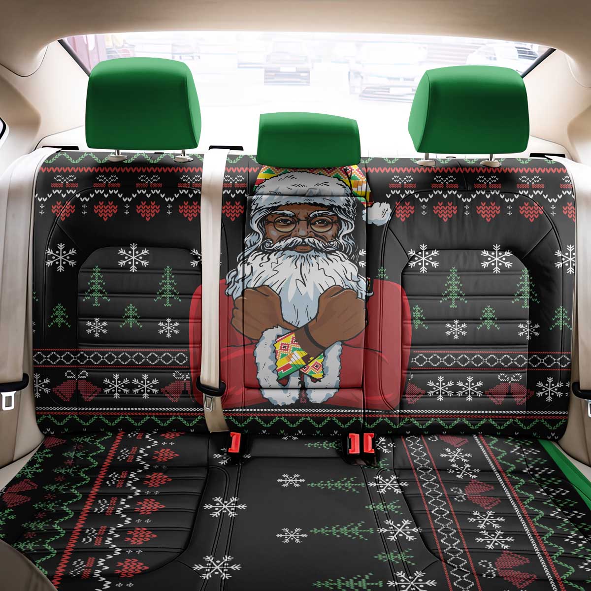 Santa Claus With African Traditional Costume Back Car Seat Cover Christmas - Wonder Print Shop