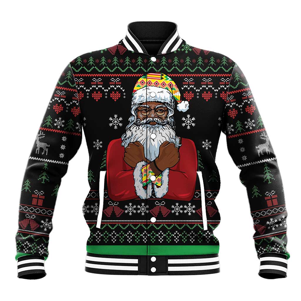 Santa Claus With African Traditional Costume Baseball Jacket Christmas - Wonder Print Shop
