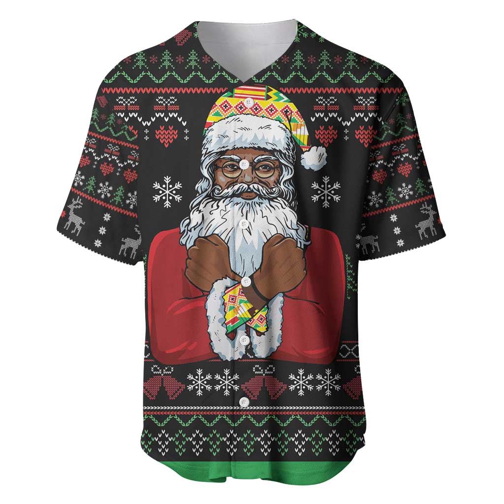 Santa Claus With African Traditional Costume Baseball Jersey Christmas - Wonder Print Shop
