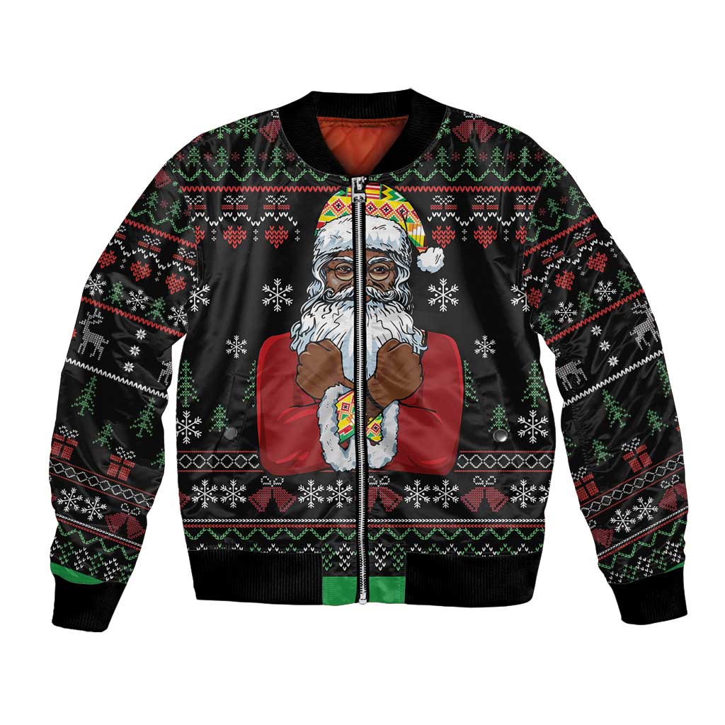 Santa Claus With African Traditional Costume Bomber Jacket Christmas - Wonder Print Shop