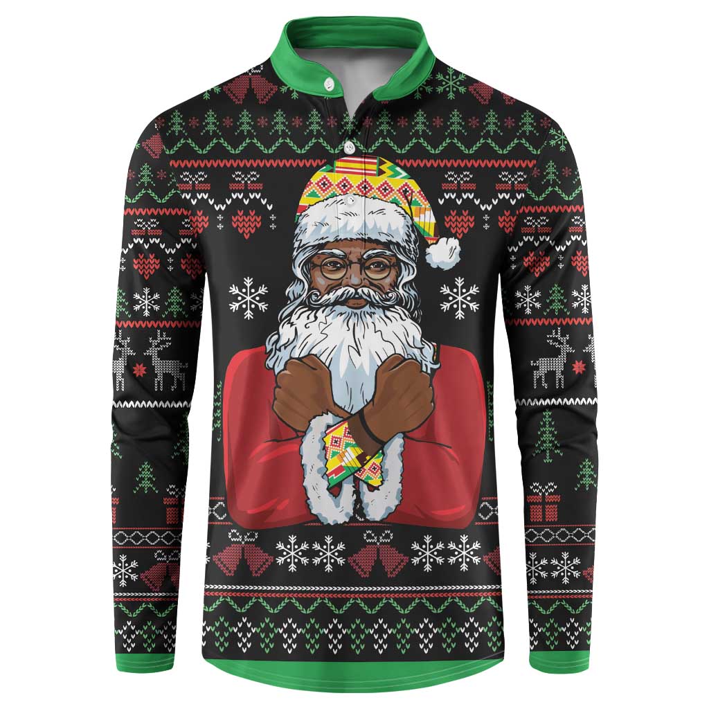 Santa Claus With African Traditional Costume Button Sweatshirt Christmas - Wonder Print Shop