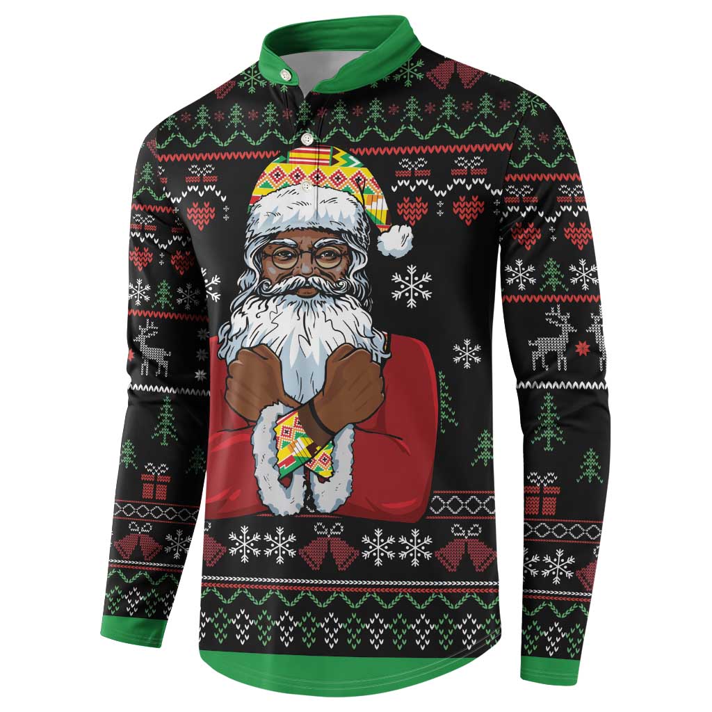 Santa Claus With African Traditional Costume Button Sweatshirt Christmas - Wonder Print Shop