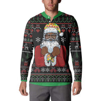 Santa Claus With African Traditional Costume Button Sweatshirt Christmas - Wonder Print Shop