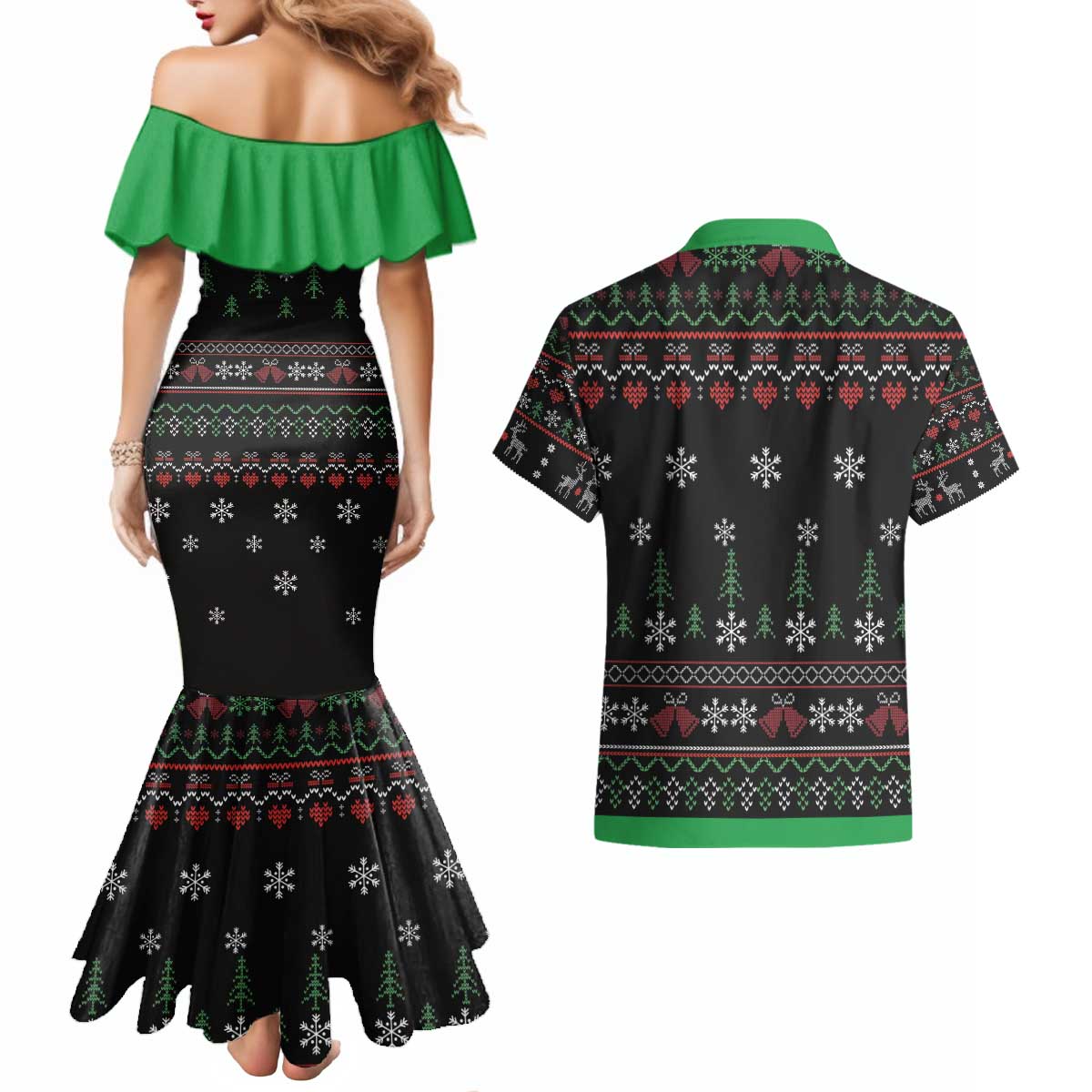Santa Claus With African Traditional Costume Couples Matching Mermaid Dress and Hawaiian Shirt Christmas - Wonder Print Shop
