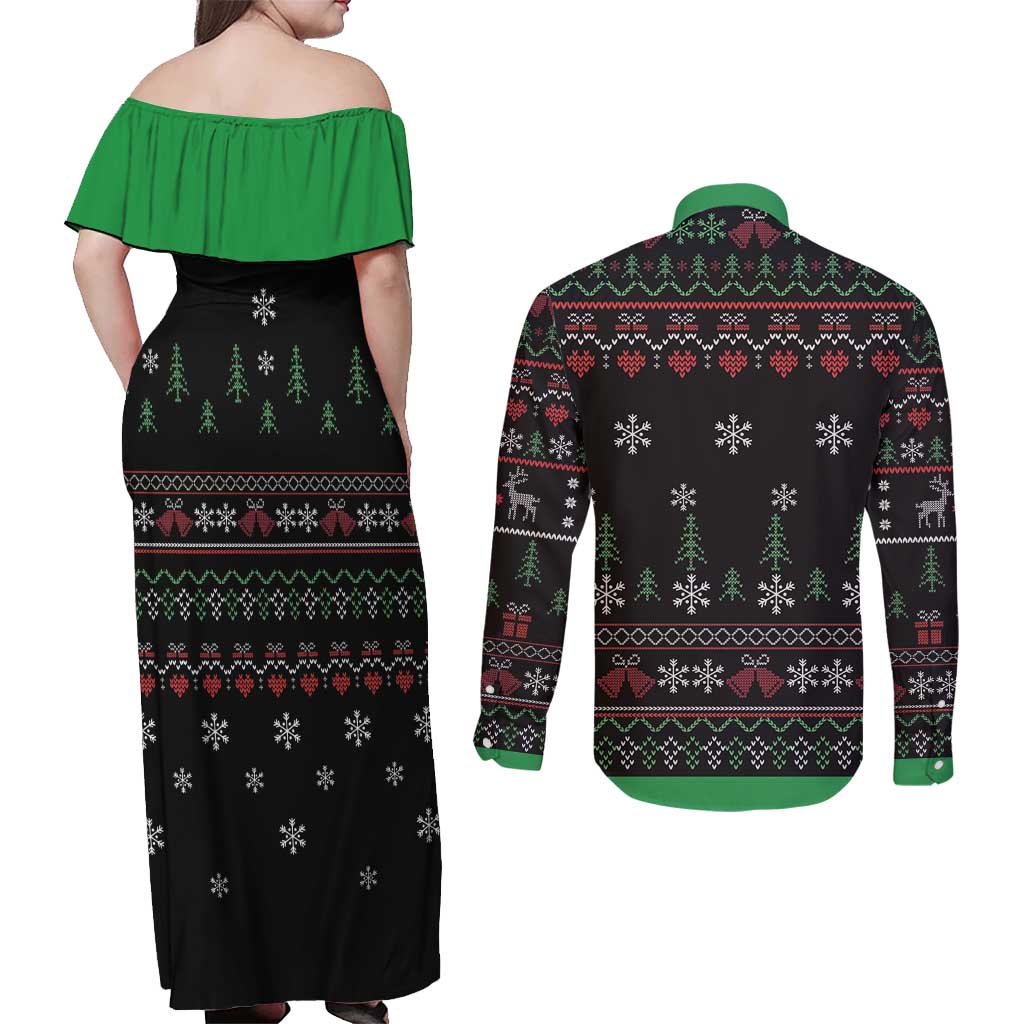 Santa Claus With African Traditional Costume Couples Matching Off Shoulder Maxi Dress and Long Sleeve Button Shirt Christmas - Wonder Print Shop