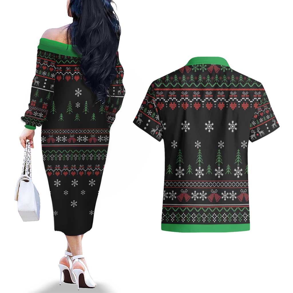 Santa Claus With African Traditional Costume Couples Matching Off The Shoulder Long Sleeve Dress and Hawaiian Shirt Christmas - Wonder Print Shop