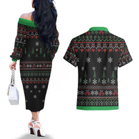 Santa Claus With African Traditional Costume Couples Matching Off The Shoulder Long Sleeve Dress and Hawaiian Shirt Christmas - Wonder Print Shop