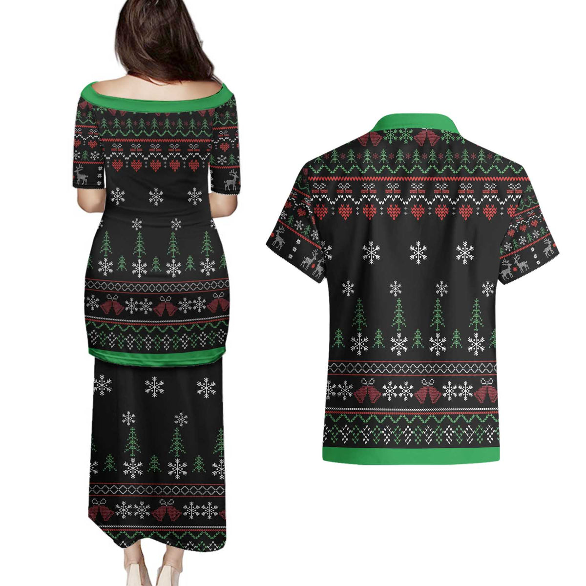 Santa Claus With African Traditional Costume Couples Matching Puletasi and Hawaiian Shirt Christmas - Wonder Print Shop