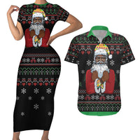 Santa Claus With African Traditional Costume Couples Matching Short Sleeve Bodycon Dress and Hawaiian Shirt Christmas - Wonder Print Shop
