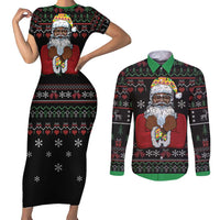 Santa Claus With African Traditional Costume Couples Matching Short Sleeve Bodycon Dress and Long Sleeve Button Shirt Christmas - Wonder Print Shop