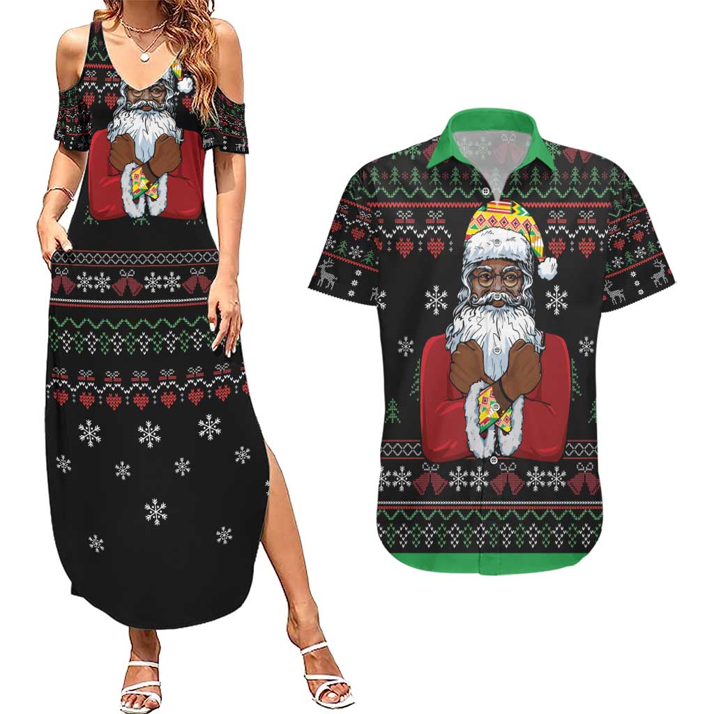 Santa Claus With African Traditional Costume Couples Matching Summer Maxi Dress and Hawaiian Shirt Christmas - Wonder Print Shop
